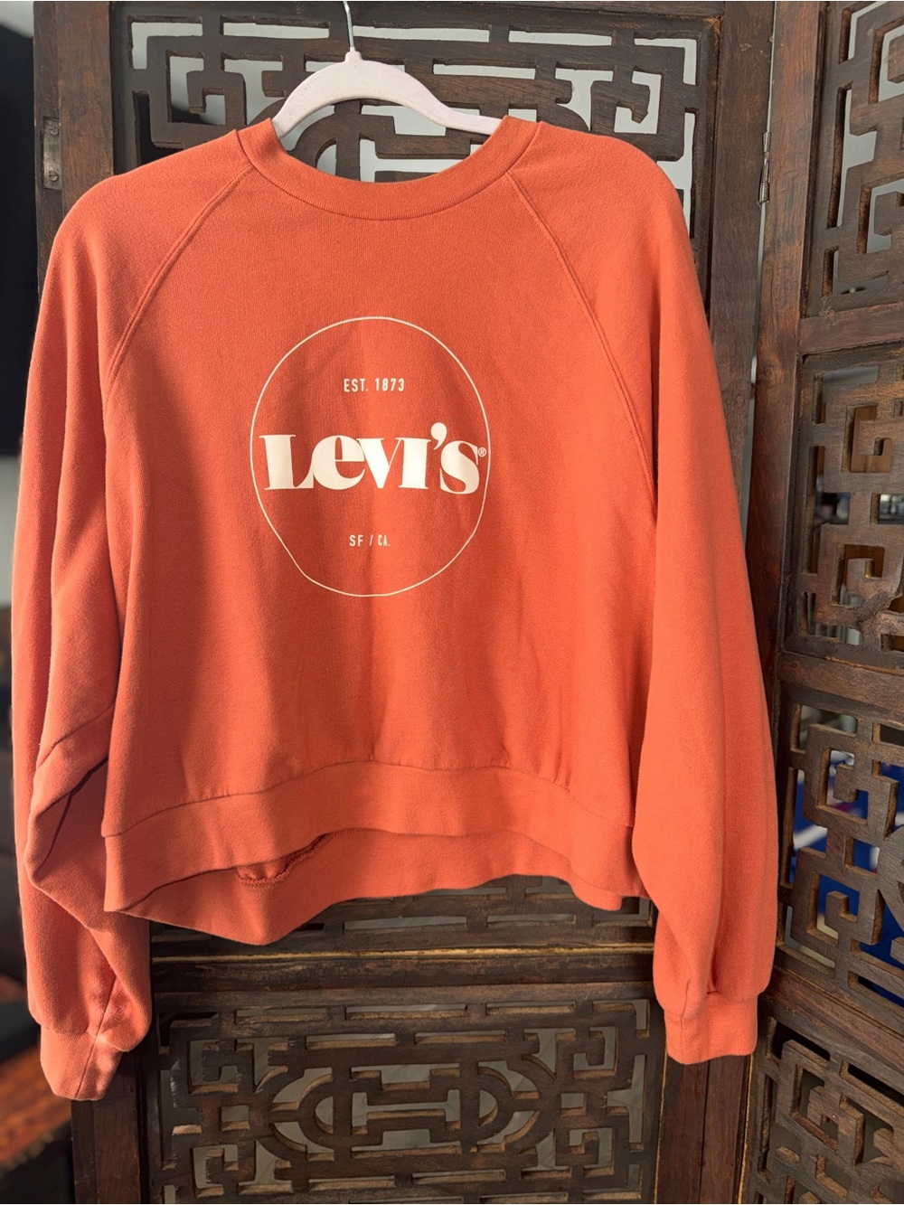 Levi's Women's Coral-Orange Crewneck Sweatshirt with Logo